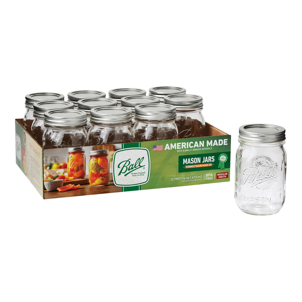Ball Pint Jar, Regular Mouth, Set of 12, (16 oz) Retail $13.44