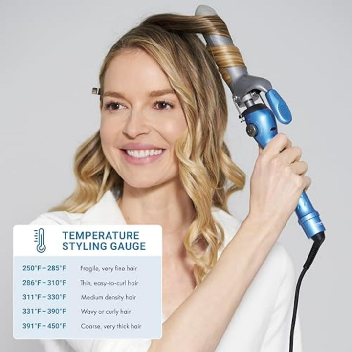 BaBylissPRO Nano Titanium Spring Curling Iron, 1" Professional Spring Hair Curler for Long Lasting Curls & All Hair Types