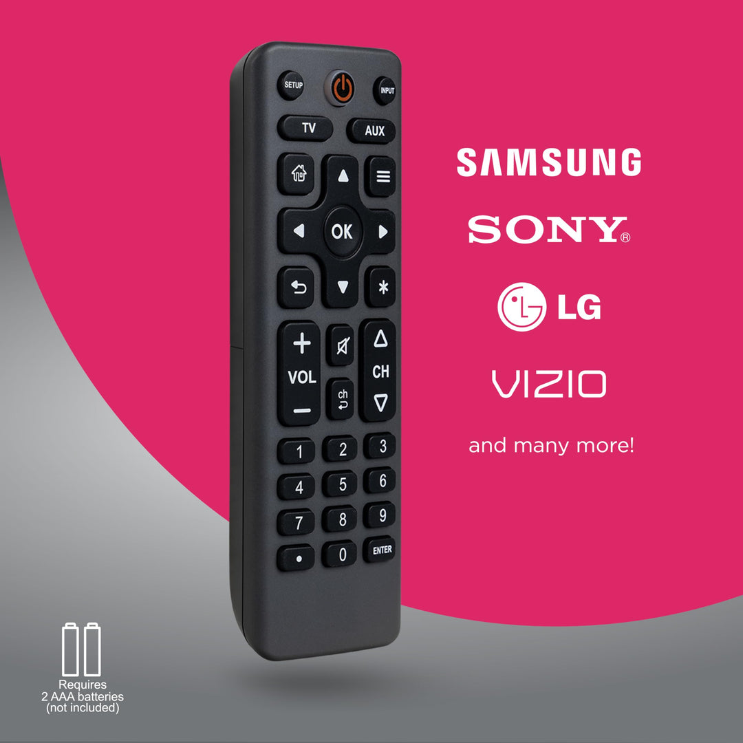 GE Big Button Universal Remote Control, Universal Replacement Remote for Samsung, LG, Vizio, Sony, Smart TV, Fire TV, 2 Device, Charcoal, 83036 Retail $25.99