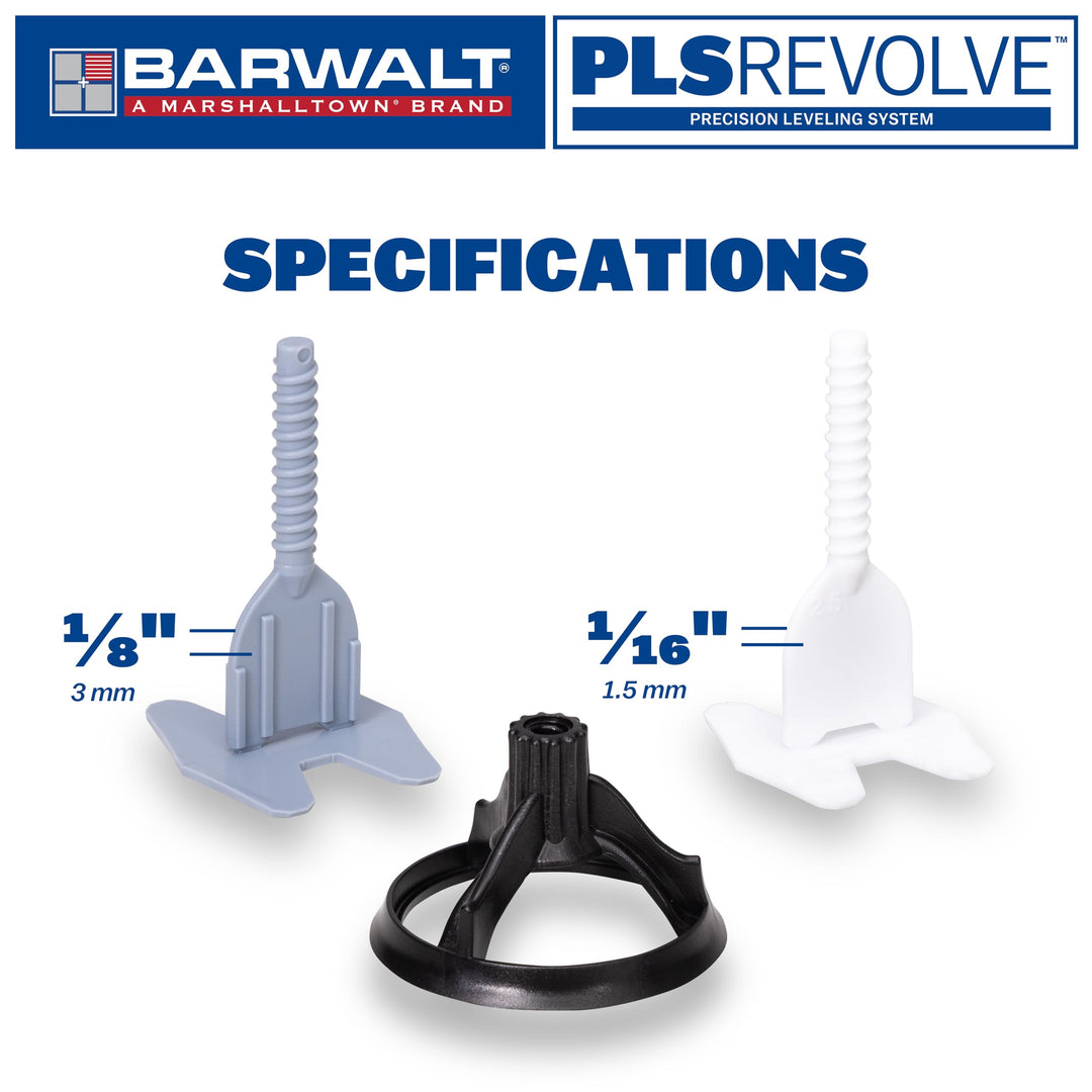 BARWALT PLS REVOLVE 1/16 Inch Tile Leveling System, Spacer Bases, 15SPIN100 Retail $8.31