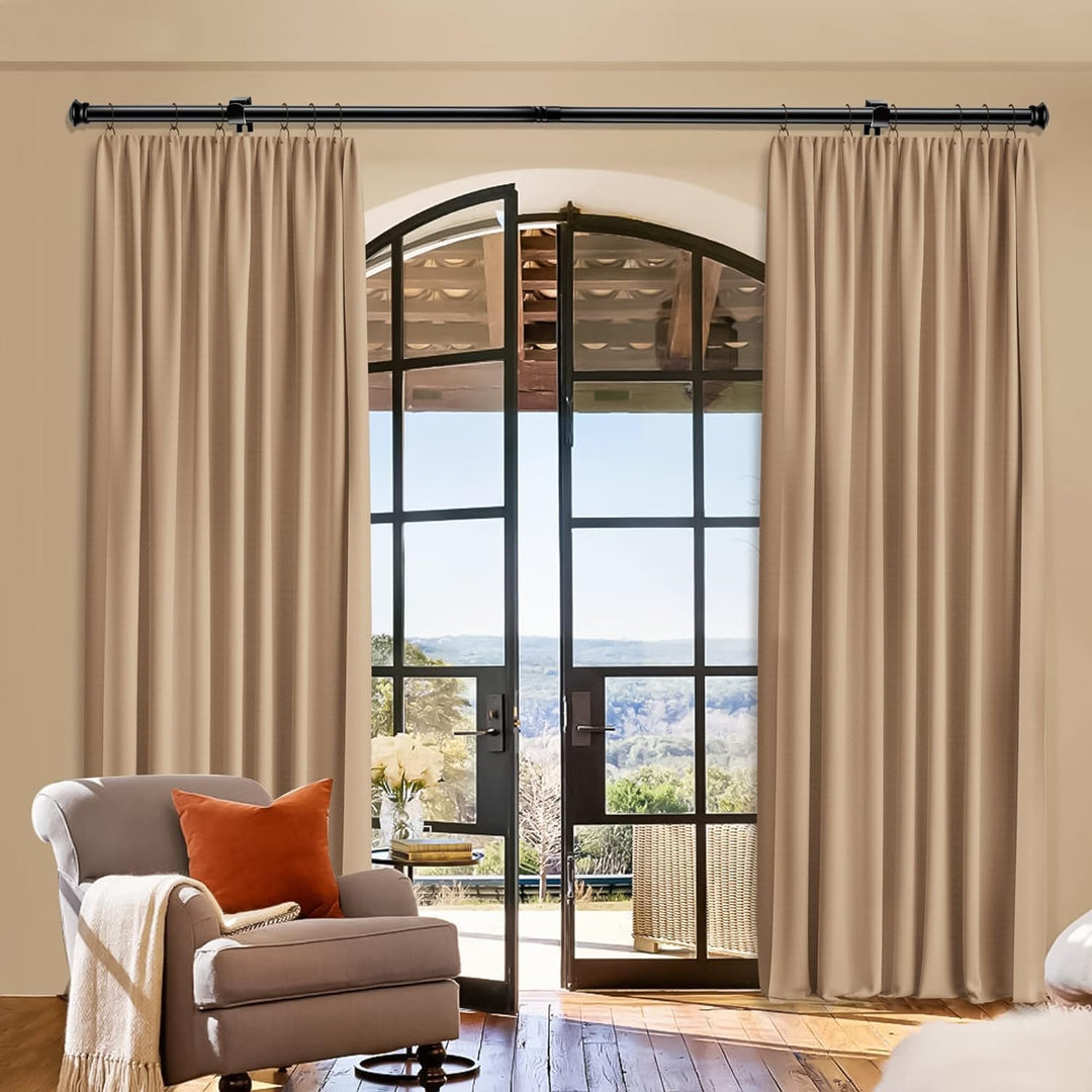 Curtain Rods 2 Pack 5/8 inch Black Curtain Rods for Windows 30 to 116 Inch with Brackets Easy to Install for Bedroom Living room Kitchen Retail $30.99