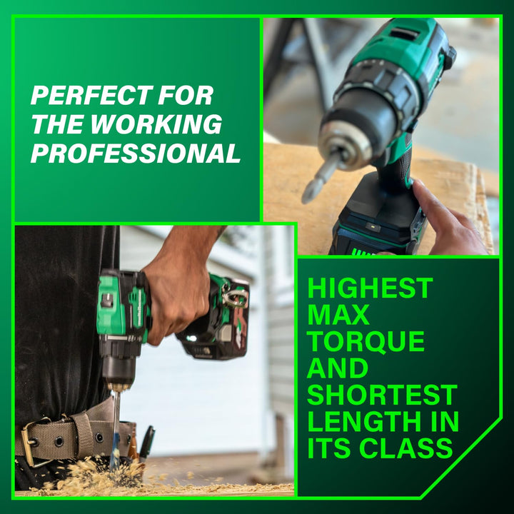 Metabo HPT 18V MultiVolt 1/2" Cordless Brushless Driver Drill Kit, High Power Drill Set with Bag, 2 Lithium-Ion Metabo Batteries and Charger, Compact Lightweight Power Driver, DS18DEX Retail $179.00