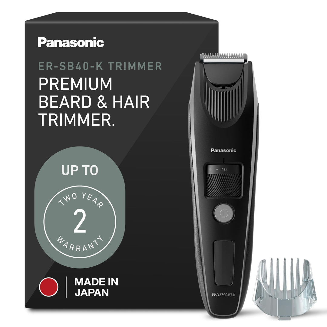 Panasonic Beard Trimmer for Men Cordless Precision Power, Hair Clipper with Comb Attachment and 19 Adjustable Settings, Washable, ER-SB40-K, 0.5-10mm lengths, 1 Pack Retail $134.99