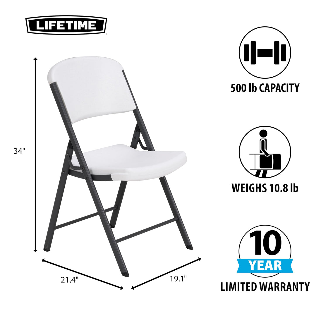 LIFETIME 42804 Commercial Grade Folding Chair,1 each, White Granite Retail $33.50