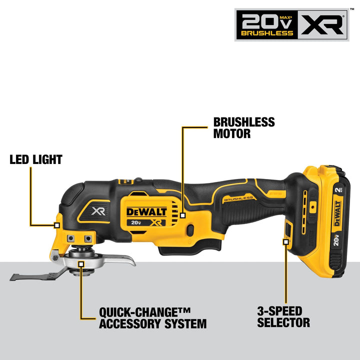 DEWALT 20V Oscillating Tool, Cordless, Wood Blades, Sandpaper, Tool Bag, Battery and Charger Included (DCS356SD1) Retail $260.37