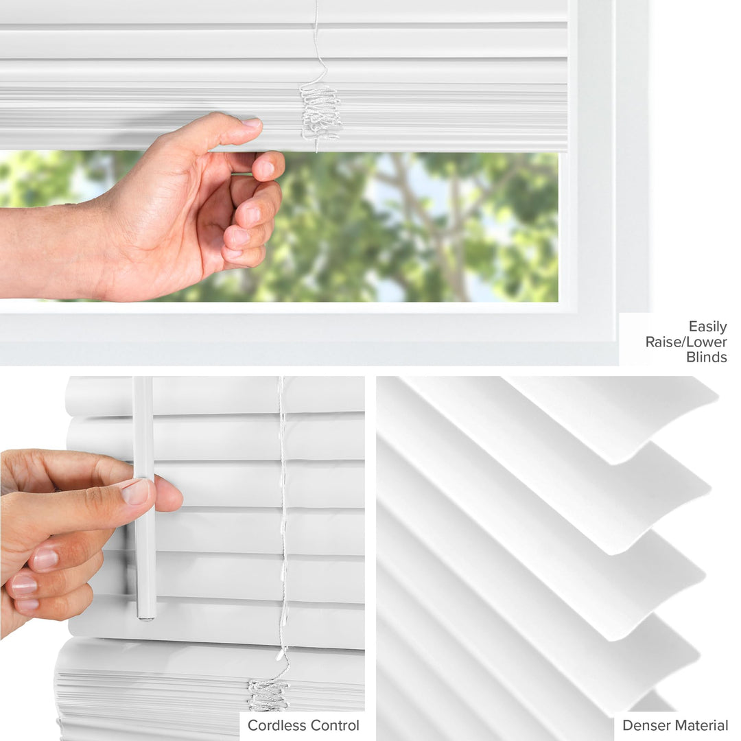 CHICOLOGY Blinds for Windows, Mini Blinds, Window Blinds, Door Blinds, Blinds & Shades, Camper Blinds, Mini Blinds for Windows, Horizontal Window Blinds, Midnight White (Blackout), 23" W X 36" H