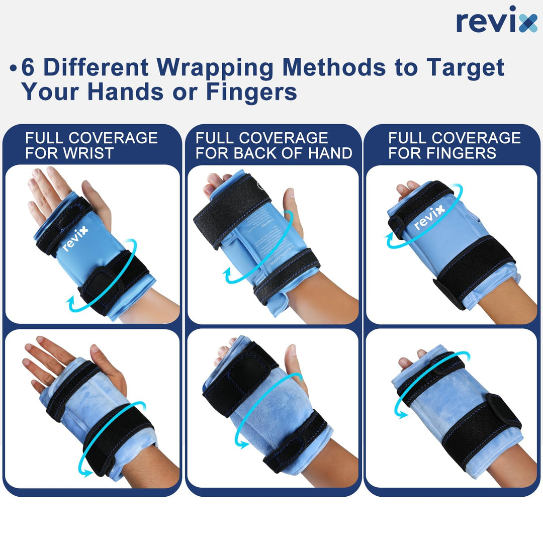 REVIX Wrist Ice Pack Wraps for Carpal Discomfort Soothing (2-Piece Set) Reusable Gel Hand Ice Packs, Cold Pack with Cold Compress, Promote Flexibility and Reduce Fatigue