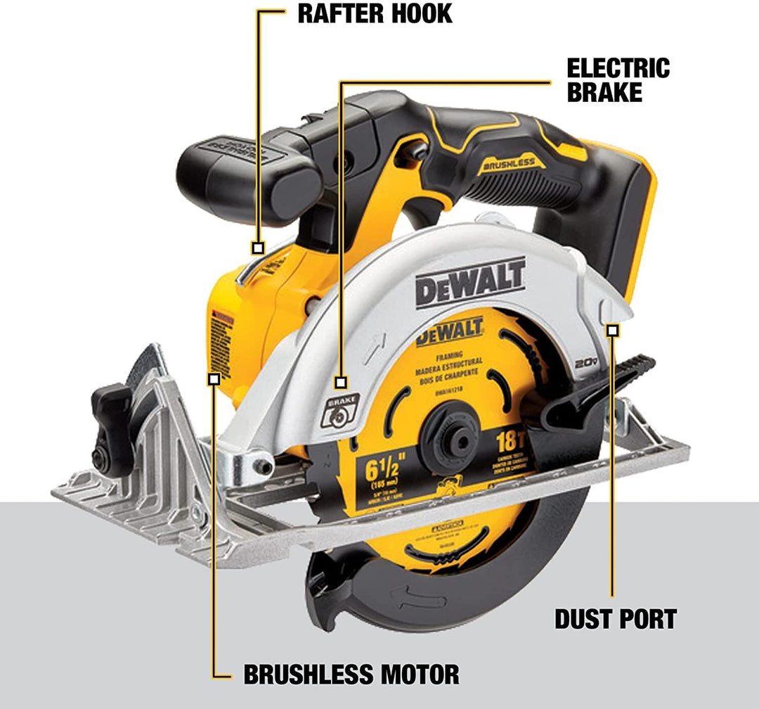 DEWALT 20V MAX* 6-1/2 in. Brushless Cordless Circular Saw, Tool Only (DCS565B) Retail $219.00