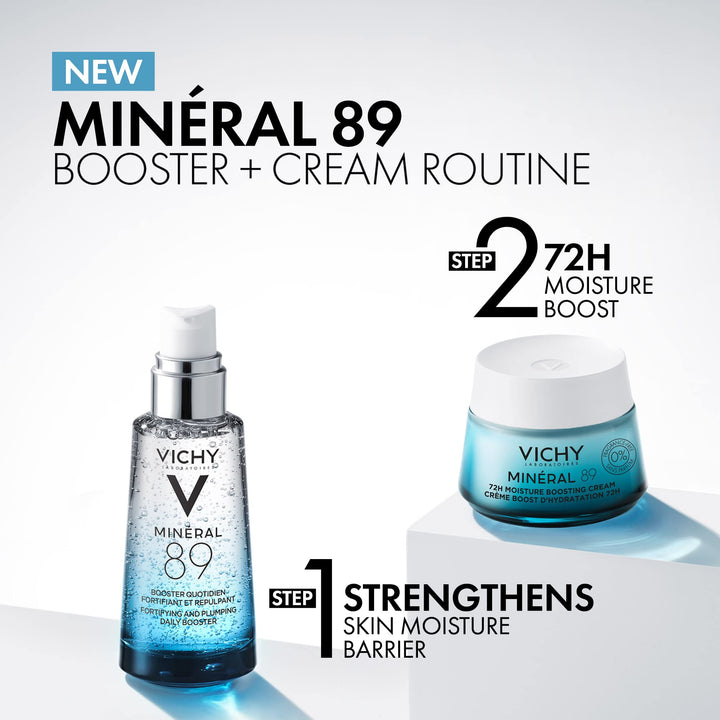 VICHY Mineral 89 Fragrance Free Cream, 72H Moisture Boosting Lightweight Cream, Hydrating Face Moisturizer with Hyaluronic Acid and Niacinamide, Suitable for All Skin Types