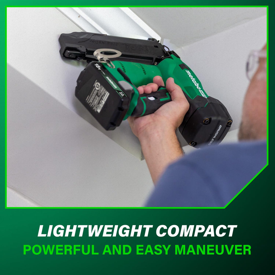 Metabo HPT 18V MultiVolt Brushless Compact Cordless Brad Nailer Kit, 18 Gauge Nailer with Power Tool 2.0Ah Lithium Ion Battery, Drives 5/8" to 2" Brad Nails, NT1850DFT Retail $349.00