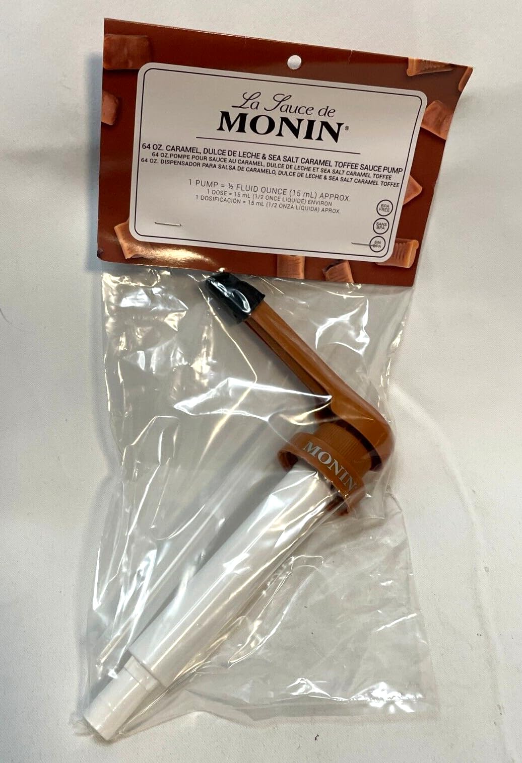 Monin Pump for Caramel Sauce - 1 each. Retail $9.50