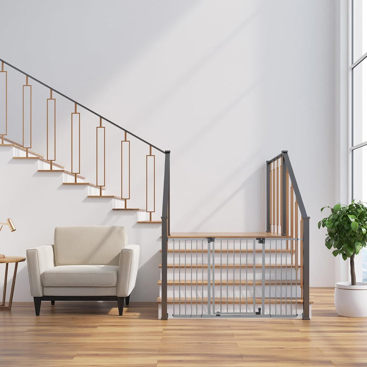 Ingenuity Summer Infant Central Station Stairway Wall, Banister, or Doorway Simple to Secure Safety Pet and Baby Gate with 3 Extension Frames, Gray Retail $67.99