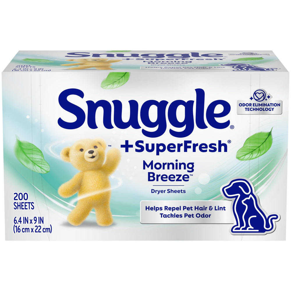 Snuggle SuperFresh Fabric Softener Dryer Sheets, 200 Count, Morning Breeze, Long-Lasting Fresh & Clean Scent, Tackles Pet Odor, Helps Repel Pet Hair, Reduces Static & Fights Wrinkles, HE Safe Retail $11.79
