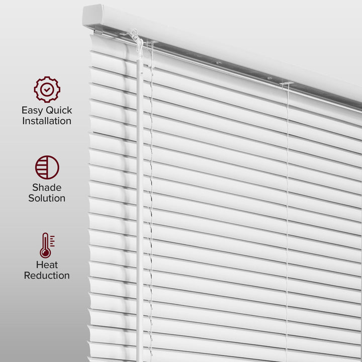 CHICOLOGY Cordless Mini Blinds, 1 Inch Vinyl Window Blinds, Room Darkening & Privacy, Easy Install with Adhesive Brackets, Child Safe, for Windows, Doors & Campers, Midnight White,46" W x 48" H Retail $23.99