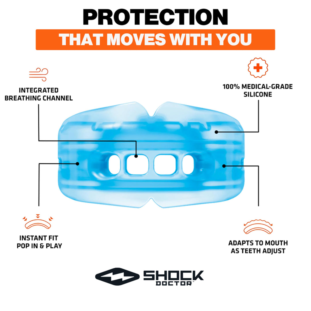 Double Braces Strapless Mouth Guard Blue, Youth Retail $25.99
