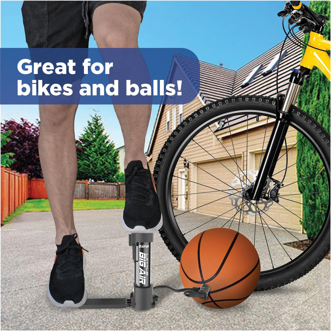 Zefal Little Big Air Universal Foot Floor Pump Ã¢â‚¬â€œ Portable, 80 PSI Bike Tire & Ball Pump Ã¢â‚¬â€œ Compact, Lightweight, Fits Schrader & Presta Valves, 1.15 lb