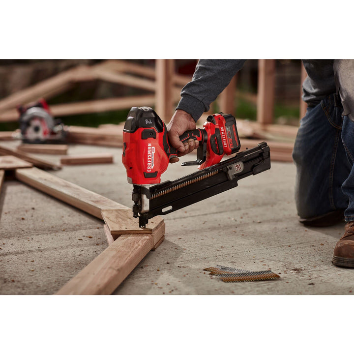 CRAFTSMAN V20 Cordless Framing Nailer, Nail Gun, 21 Degree, up to 3-1/4 inch Nails, Bare Tool Only (CMCN621PLB)