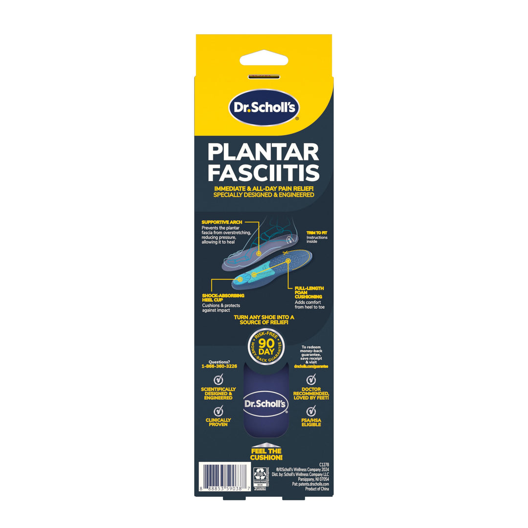 Dr. SchollÃ¢â‚¬â„¢s Plantar Fasciitis Relief Orthotic Insoles for Women - The Only Proven Insole to Stop Plantar Fasciitis from Coming Back, Immediately Relieves Pain, Heel Spurs, Arch Support Inserts