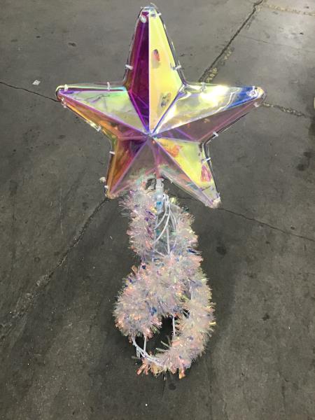 Christmas Tree Topper - Star Design, Iridescent Finish, Silver Garland Retail $15.00