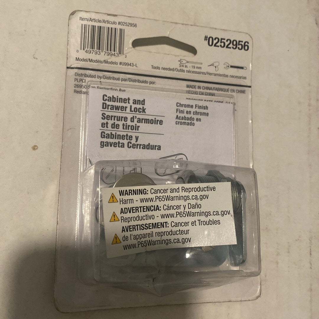 Gatehouse 7/8-in Chrome Die-Cast Drawer and Cabinet Lock