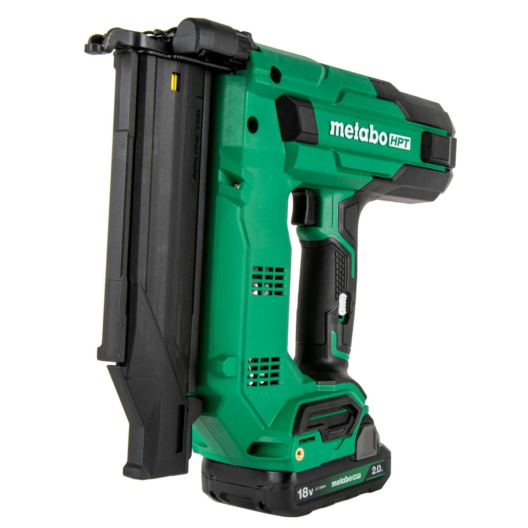 Metabo HPT 18V MultiVolt Compact Cordless Brad Nailer Kit, 18 Gauge Nailer with Power Tool 2.0Ah Lithium Ion Battery, Drives 5/8" to 2" Brad Nails, 700 per Charge, NT1850DG