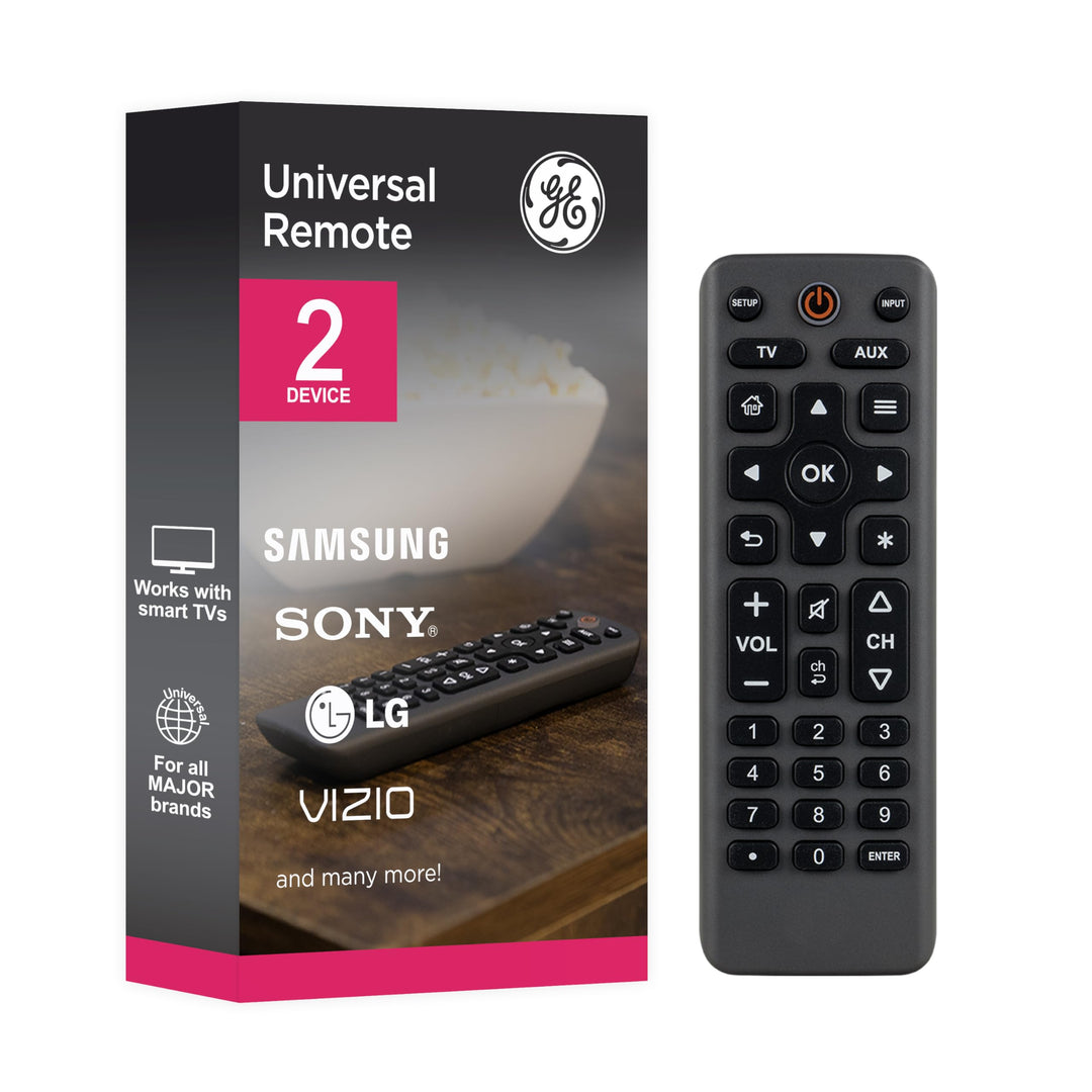 GE Big Button Universal Remote Control, Universal Replacement Remote for Samsung, LG, Vizio, Sony, Smart TV, Fire TV, 2 Device, Charcoal, 83036 Retail $25.99