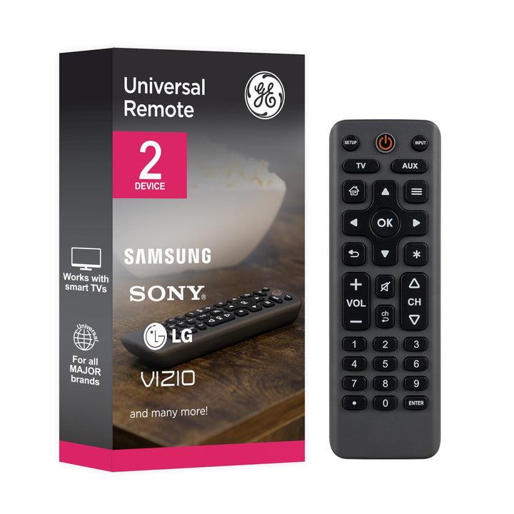GE Big Button Universal Remote Control, Universal Replacement Remote for Samsung, LG, Vizio, Sony, Smart TV, Fire TV, 2 Device, Charcoal, 83036 Retail $25.99