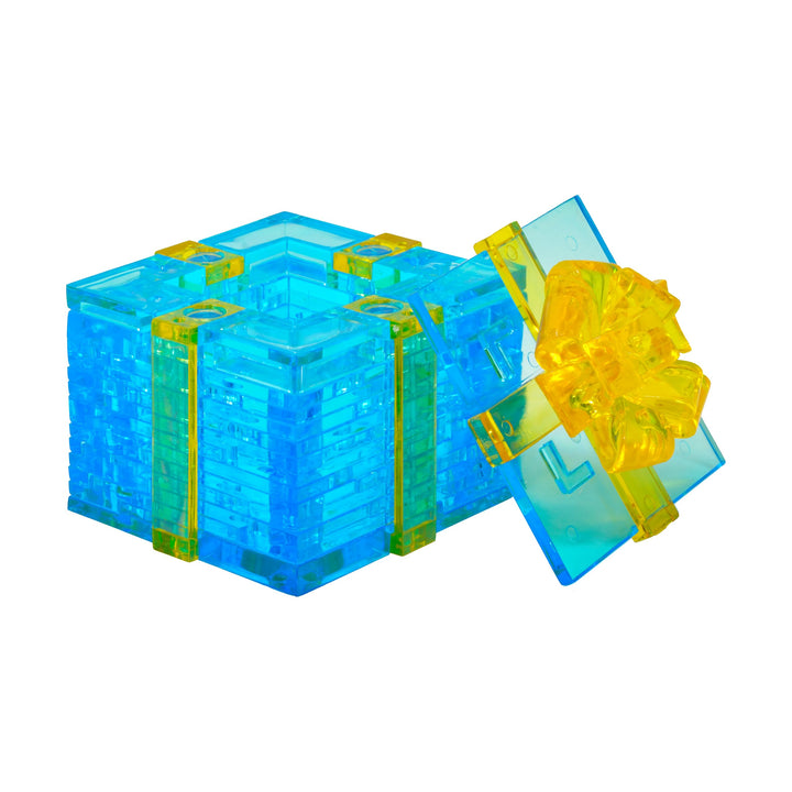 3D Crystal Puzzle - Gift Box (Blue with Yellow Ribbon): 38 Pcs