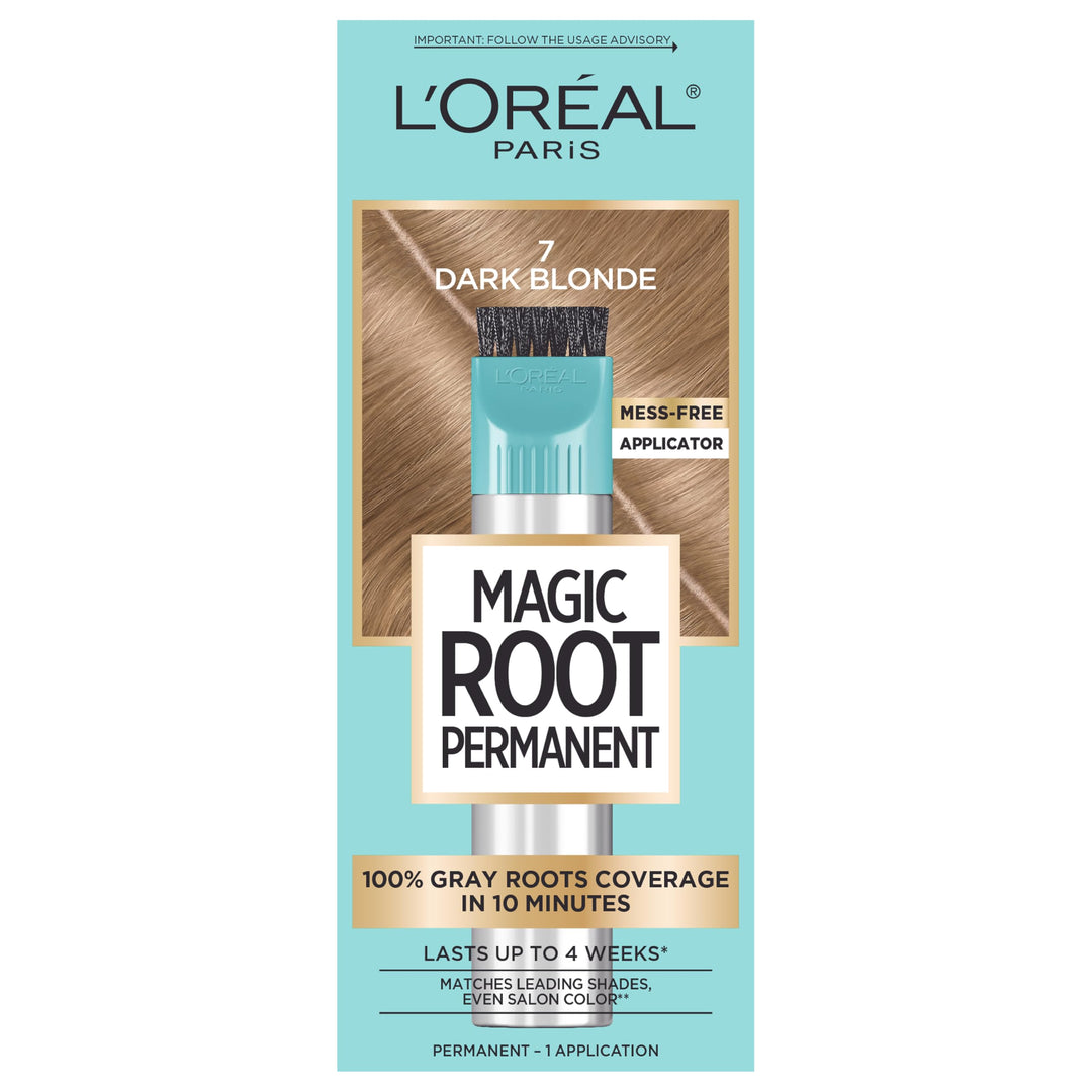 LÃ¢â‚¬â„¢Oreal Paris Magic Root Rescue 10 Minute Root Hair Coloring Kit, Permanent Hair Color with Quick Precision Applicator, 100 percent Gray Coverage, 7 Dark Blonde, 1 kit (Packaging May Vary)