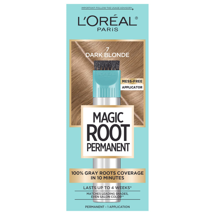LÃ¢â‚¬â„¢Oreal Paris Magic Root Rescue 10 Minute Root Hair Coloring Kit, Permanent Hair Color with Quick Precision Applicator, 100 percent Gray Coverage, 7 Dark Blonde, 1 kit (Packaging May Vary)