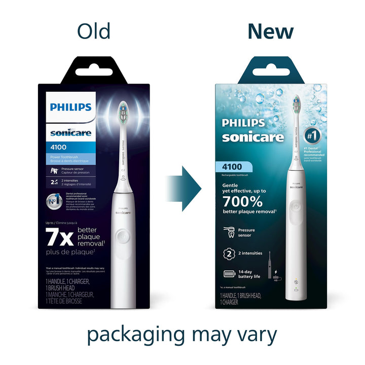 Philips Sonicare 4100 Series Electric Toothbrush - Sonic Toothbrush with Advanced Sonic Technology, Pressure Sensor, Two Intensity Settings, Smartimer & Quadpacer, White, Model HX3681/23 Retail $49.96