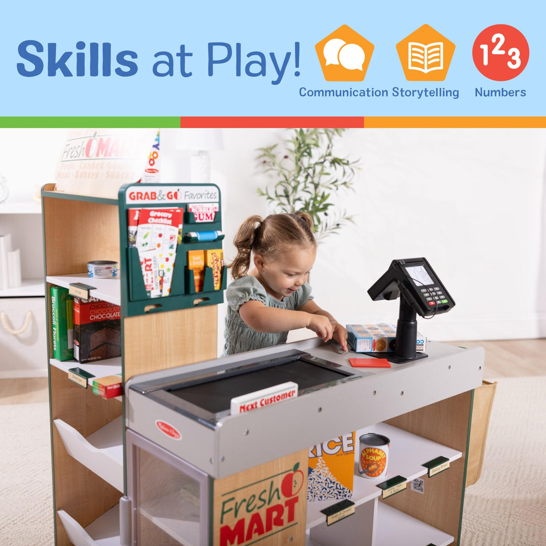Melissa & Doug, Fresh Mart Pretend Grocery Store, Kids Cash Register with Scanner, Shelves, & Conveyor Belt, Kids Toys for Girls & Boys Retail $159.00