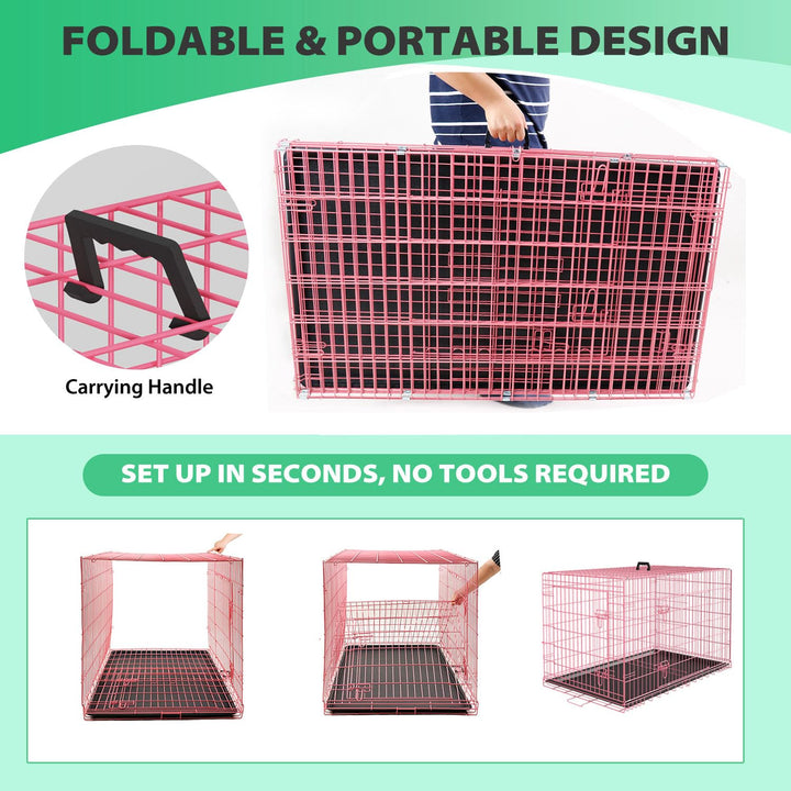 BestPet | Dog Crate | 18" | Pink | Foldable Metal Kennel with Single Doors, Secure Slide-Bolt Latches, Leakproof Tray | Portable Dog Cage for Small Breeds | for Travel, Indoor & Outdoor Use Retail $31.99