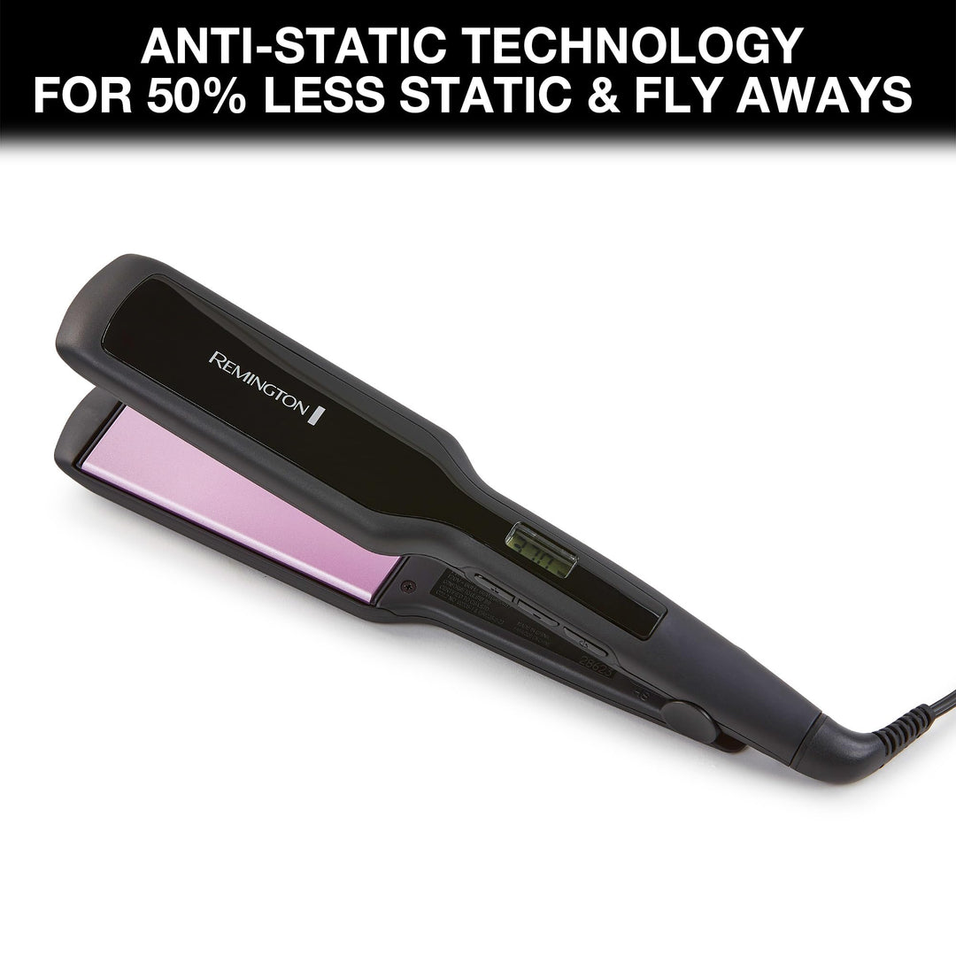 Remington 1 3/4" Flat Iron, Hair Straightener with Anti-Static Technology, 30-Second Heat Up & 60 Minute Auto Shut-off, 30% Longer Ceramic Floating Plates, Titanium + Ceramic Coating Retail $24.99