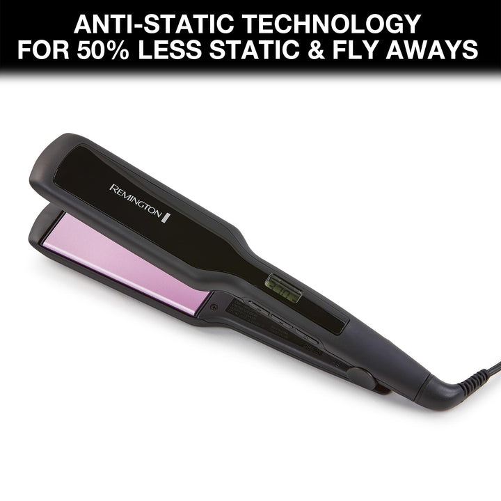 Remington 1 3/4" Flat Iron, Hair Straightener with Anti-Static Technology, 30-Second Heat Up & 60 Minute Auto Shut-off, 30% Longer Ceramic Floating Plates, Titanium + Ceramic Coating Retail $24.99