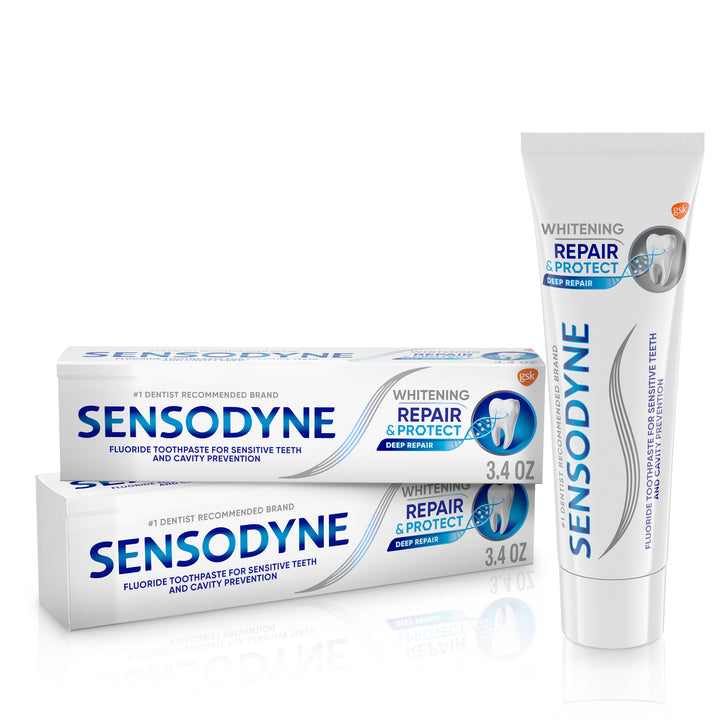 Sensodyne Repair and Protect Whitening Toothpaste, Toothpaste for Sensitive Teeth and Cavity Prevention, 3.4 oz (Pack of 2) Retail $12.49