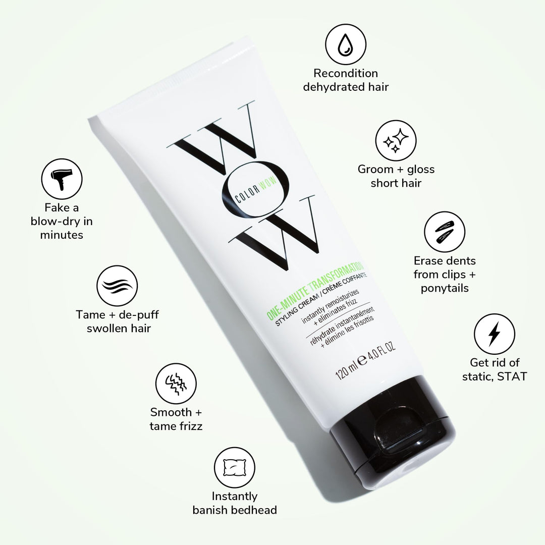 COLOR WOW One Minute Transformation Ã¢â‚¬â€œ Instant frizz fix| Nourishing styling cream smooths, tames + defrizzes on the spot, Avocado oil + Omega 3Ã¢â‚¬â„¢s hydrate, repair for silkier, smoother texture