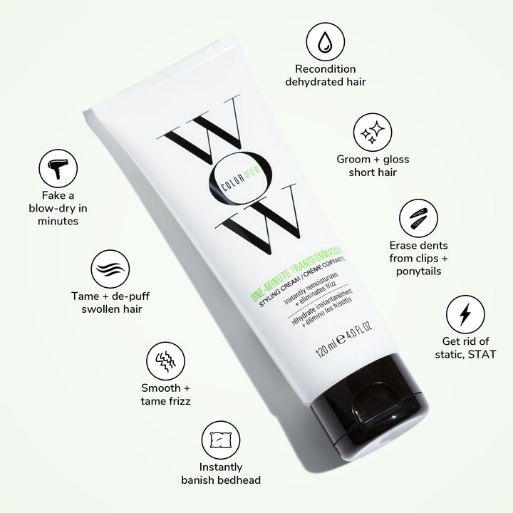 COLOR WOW One Minute Transformation Ã¢â‚¬â€œ Instant frizz fix| Nourishing styling cream smooths, tames + defrizzes on the spot, Avocado oil + Omega 3Ã¢â‚¬â„¢s hydrate, repair for silkier, smoother texture