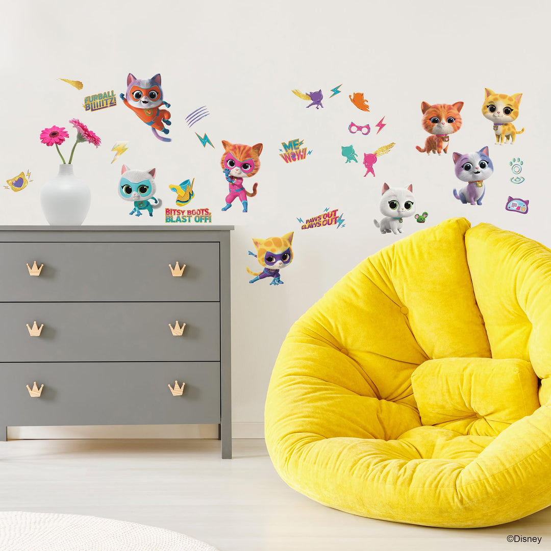 RoomMates RMK5541SCS Disney Junior SuperKitties Peel and Stick Wall Decals Retail $16.99