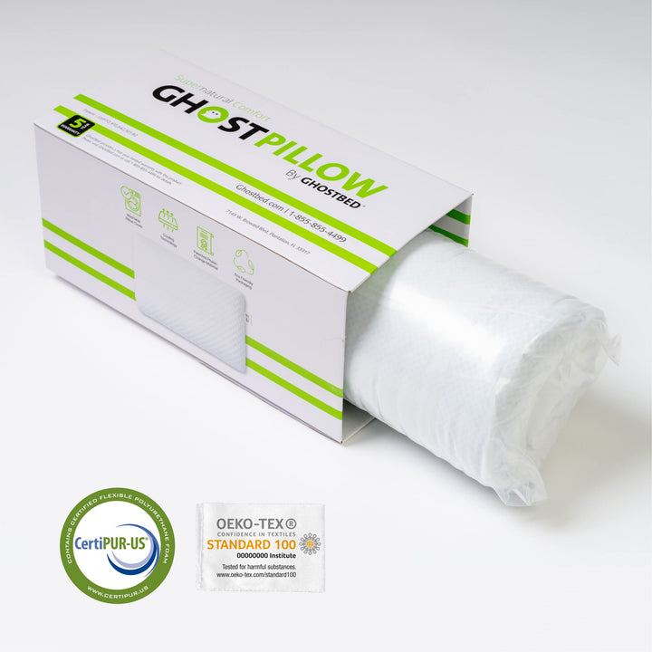 GhostBed Firm Cooling Memory Foam Pillows - Queen Size Pillow, Ventilated with Washable Cover - Ideal Bed Pillows for Stomach, Back, and Side Sleepers - Premium Cooling Pillows. Firm Pillow Retail $99.99