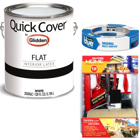 Glidden Quick Cover Interior Latex Paint Flat  White  1 Gallon