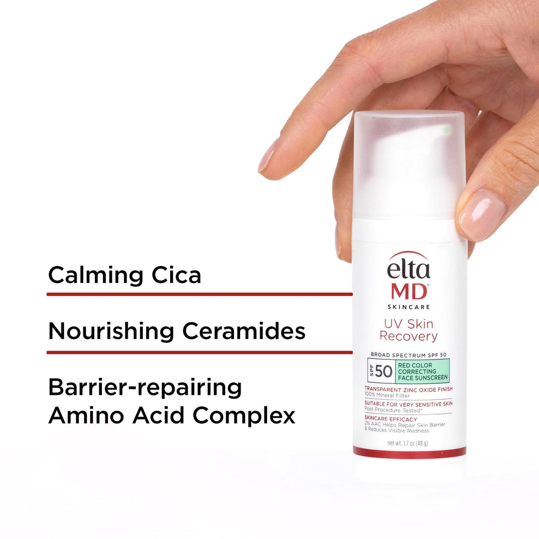 EltaMD UV Skin Recovery Green Tint All Mineral, Redness Reduction, Sensitive Skin Face Sunscreen SPF 50