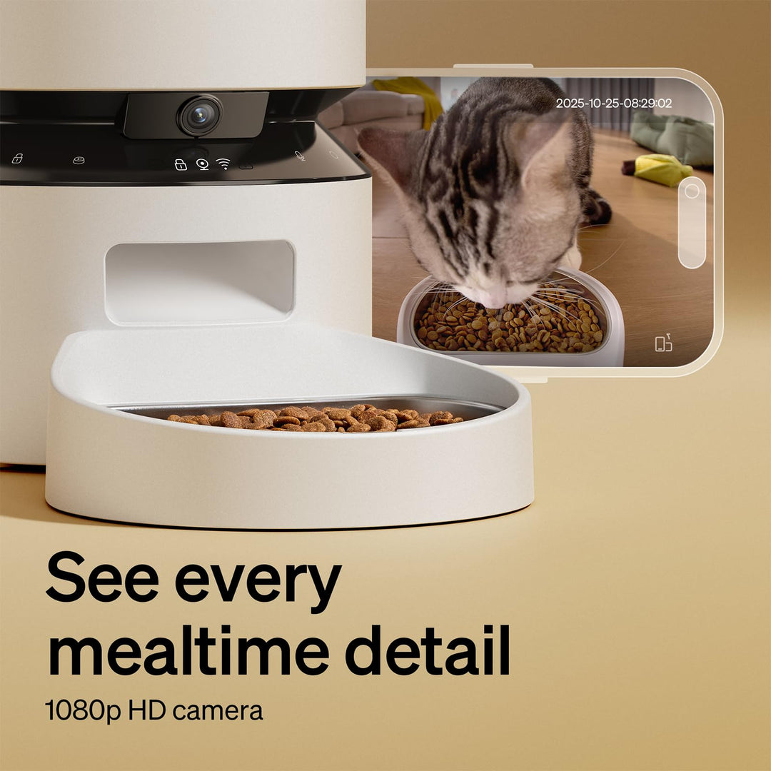 PETLIBRO Automatic Cat Feeder with Camera, 1080P HD Video with Night Vision, 5G WiFi Pet Feeder with 2-Way Audio, Low Food & Blockage Sensor, Motion & Sound Alerts for Cat & Dog Single Tray Retail $159.99