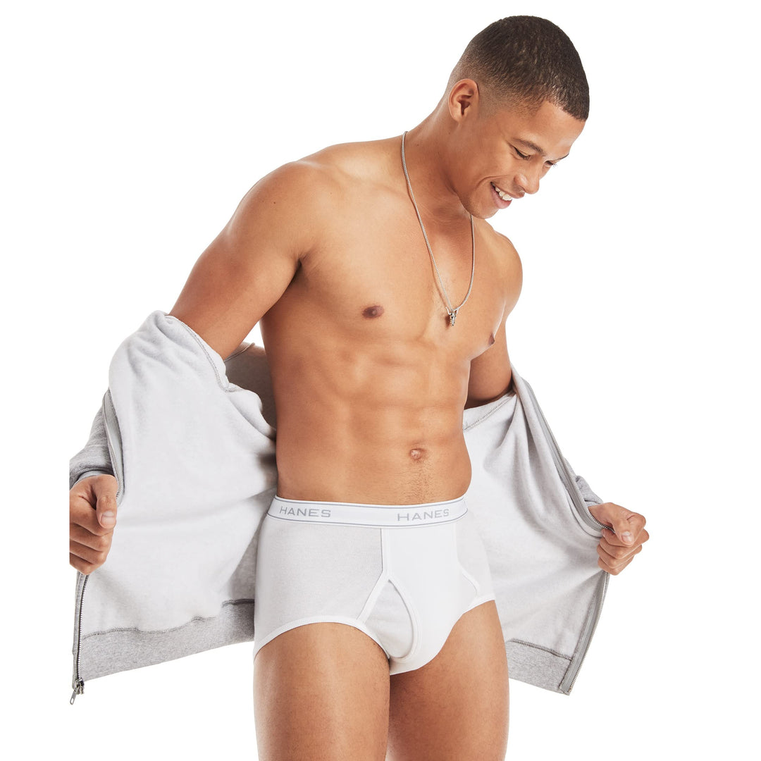 Hanes Mens Moisture-wicking Cotton Briefs, Available In White And Black, Multi-packs, White - 6 Pack, Large US Retail $11.98