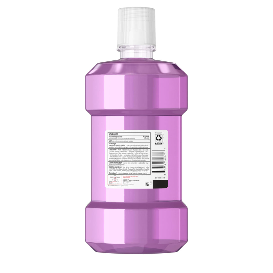 Listerine Total Care Alcohol-Free Anticavity Fluoride Mouthwash, 6 Benefit Oral Rinse to Help Kill 99.9% of Germs That Cause Bad Breath, Strengthen Enamel, Fresh Mint Flavor, 1 L