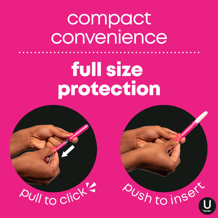 U by Kotex Click Compact Tampons, Super Absorbency, Unscented, 45 Count