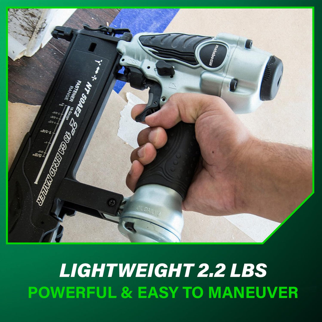Metabo HPT Brad Nailer, Pro-Preferred Lightweight Pneumatic Power Nailer for Precision Trim Work and Furniture Building, Adjustable Depth, 18 Gauge, 5/8" up to 2" Brad Nails, NT50AE2 Retail $119.00