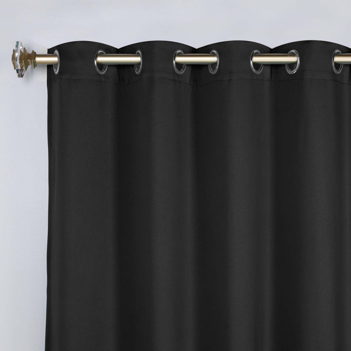 Superior Blackout Curtains, Room Darkening, Bedroom, Drapes, Kitchen, Living Room Window Accents, Sun Blocking, Thermal, 2 Pack, 8 Grommets, Solid Blackout Curtains, Set of 2, 52" x 72", Black Retail $40.00