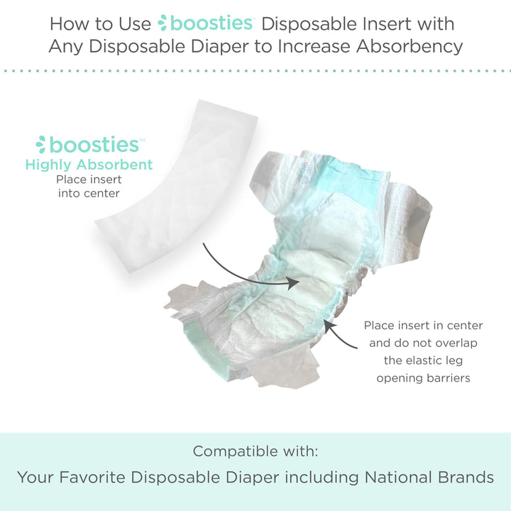 Overnight Diaper Leak Stopper, Super Boosties Disposable Inserts, Use with Pampers Sizes 4-6, Honest Hybrid Diaper Cover Sz Medium/Large, Amazing Baby Cover Sz 3/4, 4.3x13 in, 30 Count