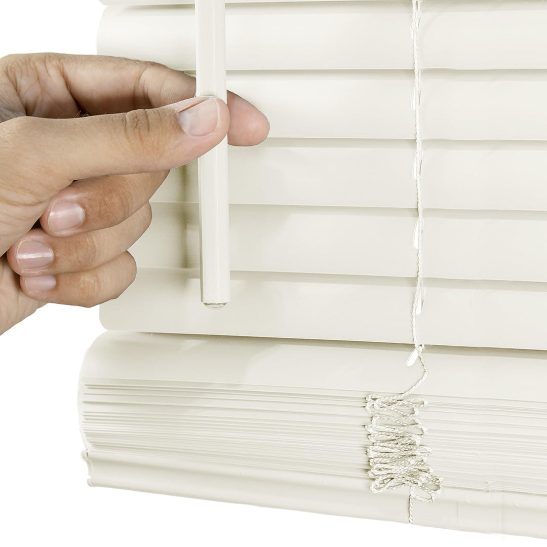CHICOLOGY Cordless Mini Blinds, 1 Inch Vinyl Window Blinds, Room Darkening & Privacy, Easy Install with Adhesive Brackets, Child Safe, for Windows, Doors & Campers, Alabaster,72" W x 36" H Retail $22.99